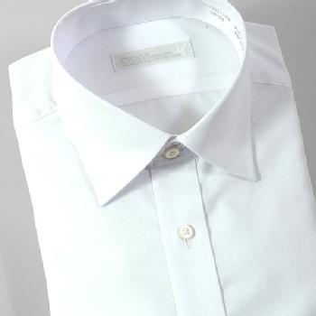 ワイシャツ 長袖／CYGNUS 形態安定・長袖ドレスシャツ・ワイドカラー・メンズ（ホワイト・無地）（まとめ割／1枚3600円・2枚6500円）