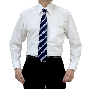 ワイシャツ 長袖／MILA MODA 形態安定・長袖ドレスシャツ・レギュラーカラー・メンズ（ホワイト・無地）GAD431-100