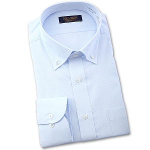 ワイシャツ 長袖／MILA MODA 形態安定・長袖ドレスシャツ・レギュラーカラー・メンズ（薄ブルー・織り柄）GAD433-250