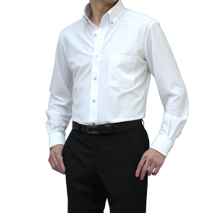完全ノーアイロン ワイシャツ  形態安定 メンズ 長袖 KAZAC CYGNUS 速乾 ストレッチ トリコット ニットシャツ ボタンダウン ワイドカラー ドレスシャツ yシャツ カッターシャツ ビジネス ノンアイロン